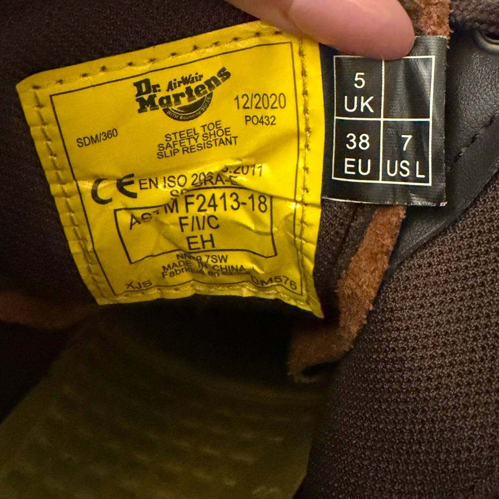 Women’s Dr. Martens Dark Brown Leather Steel Toe Lace-Up Boots - Size 7 - Picture 6 of 13